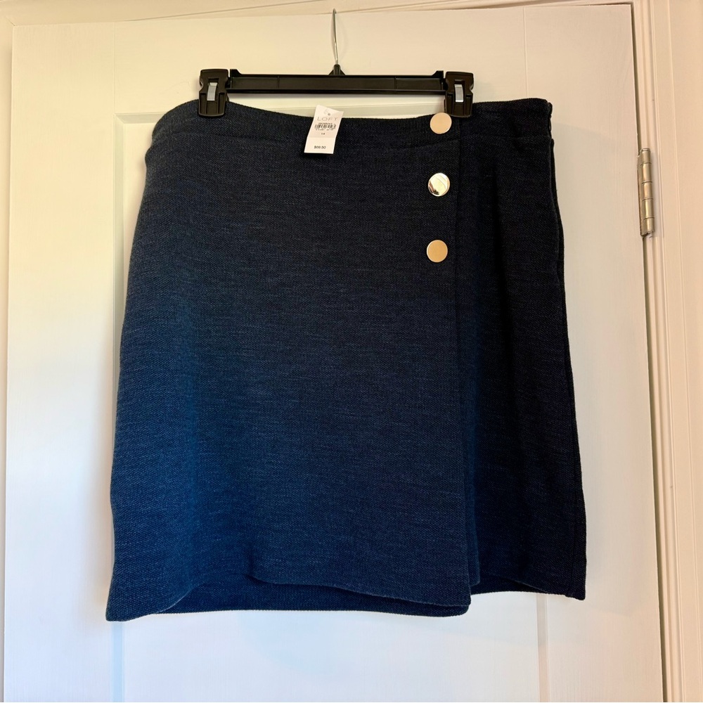 LOFT Dark Blue Mini Skirt with Gold Buttons